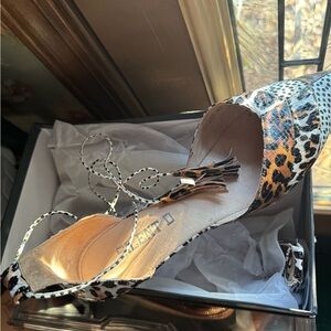 Anthropology Leopard Print Women's Flats with Ankle Tassel Detail-NEW with Box.